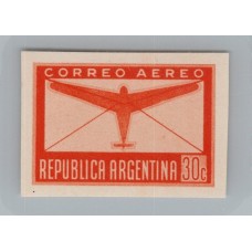 ARGENTINA 1940 ESTAMPILLA AEREA DE 30 Cts. ENSAYO EN PAPEL SATINADO DE COLOR ADOPTADO